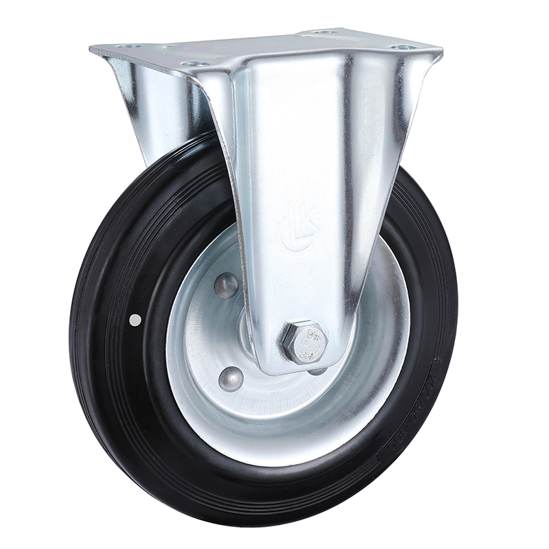 Fixed Castor 160mm Load 135kg Oil Resistance soild Rubber wheels