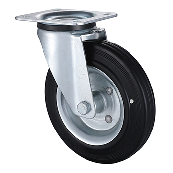 Swivel Castor 100mm Load 70kg Oil Resistance soild Rubber wheels