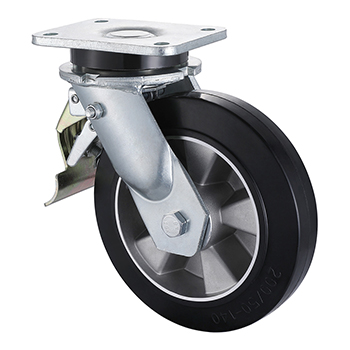 Super Heavy Weight Tail Brake Casters with 10inch Load 650kg Elastic Rubber Wheel Germany Near Me