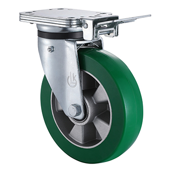 Heavy Duty Central Brake Castors with 8 Inch Load 600kg Elastic Polyurethane Wheel