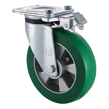 Heavy Duty Swivel Castors with Directional Locking 200mm Load 600kg Elastic Polyurethane Wheel