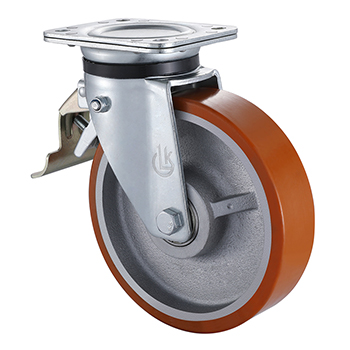 Swivel Heavy duty Castor with Tail Lock 160mm Load 800kg Casting Polyurethane wheels