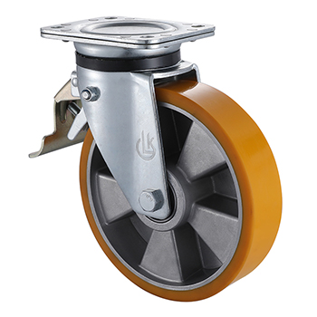 Swivel Castor with Tail Lock 250mm Load 800kg Casting Polyurethane wheels