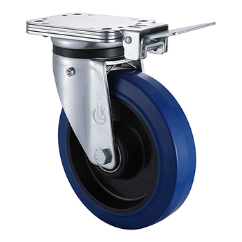 Swivel Castor with Central Lock 200mm Load 500kg Elastic rubber wheels