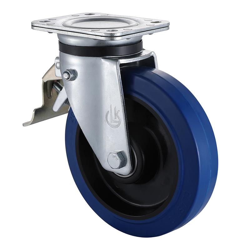 Swivel Castor with Tail Lock 160mm Load 400kg Elastic rubber wheels