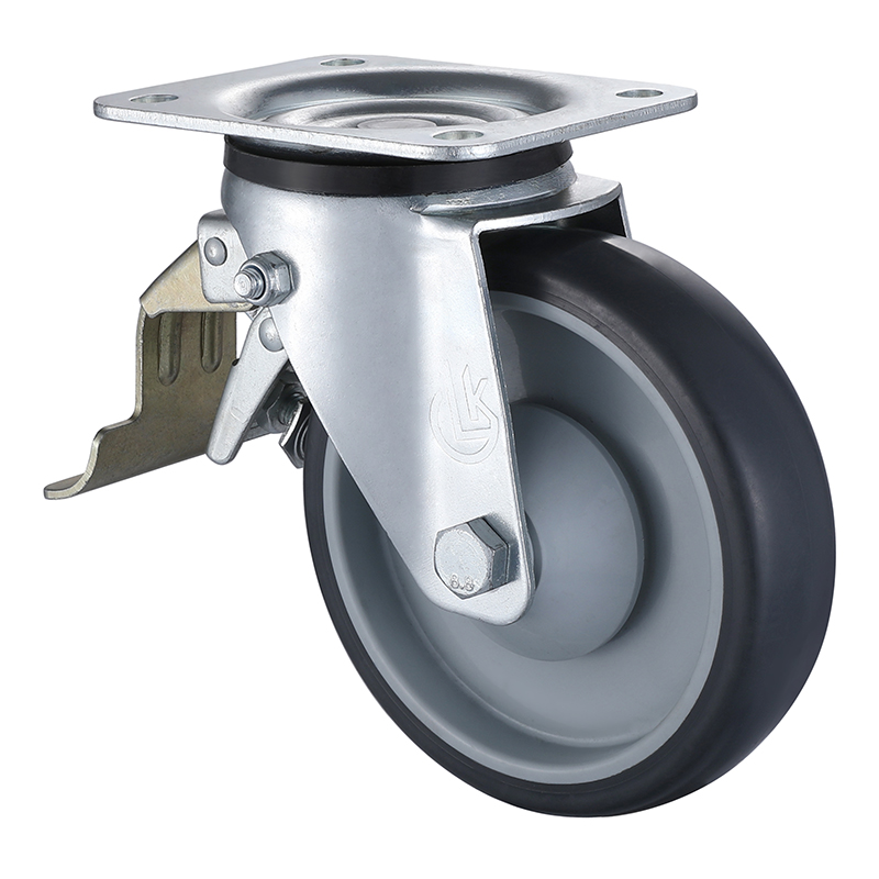 Swivel Castors with Tail Lock 200mm Load 250kg Thermoplastic Rubber wheels