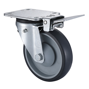 Swivel Castors with central lock 160mm Load 200kg Thermoplastic Rubber wheels