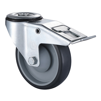 Swivel Castors with Bolt Hole and Total Lock 125mm Load 150kg Thermoplastic Rubber wheels