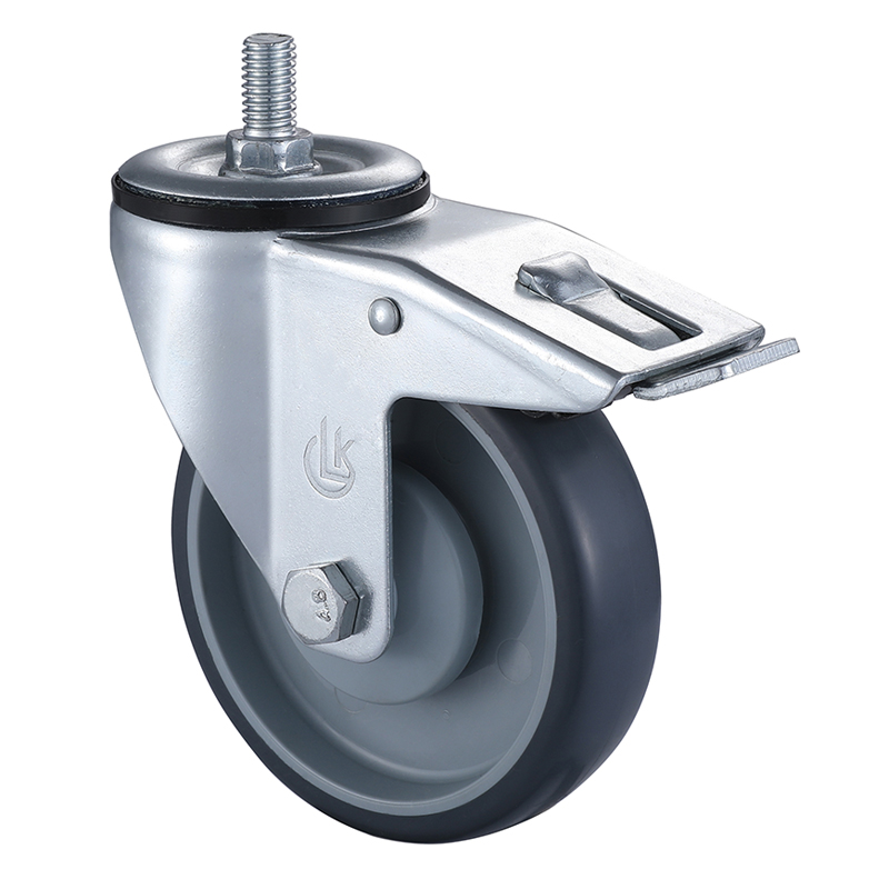Screw head Swivel Castor with Total Lock 100mm Load 100kg Thermoplastic Rubber wheels