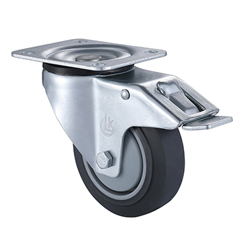 Swivel Castors with Total brake 80mm Load 90kg Thermoplastic Rubber wheels