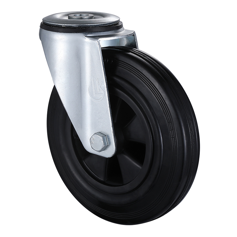 Swivel Castors 80mm Load 50kg Black Solid Rubber wheels