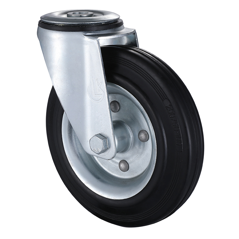 Swivel Castors 80mm Load 50kg Black Solid Rubber wheels