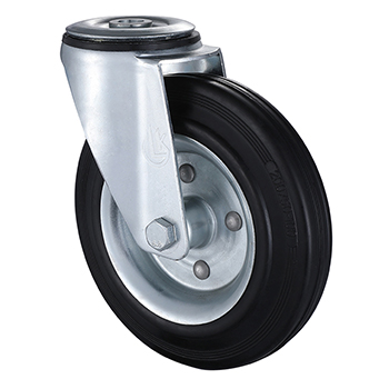 Swivel Castors 125mm Load 100kg Black Solid Rubber wheels