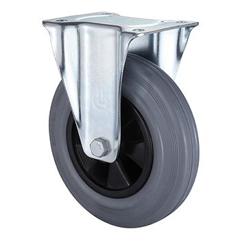 Fixed Castor 80mm Load 50kg Grey Solid Rubber wheels