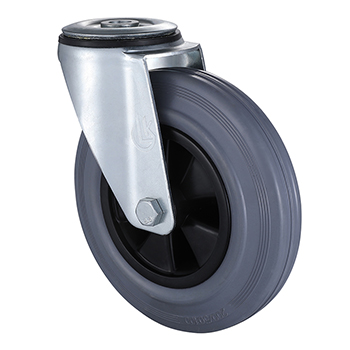 Swivel Castors 80mm Load 50kg Grey Solid Rubber wheels