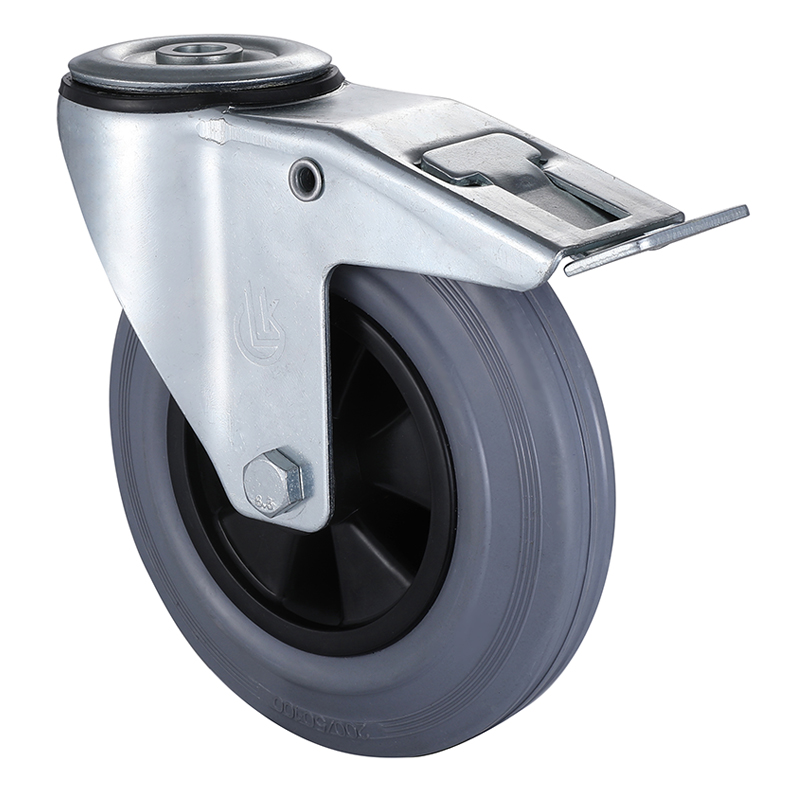 Swivel Castors with Total Lock 80mm Load 50kg Grey Solid Rubber wheels