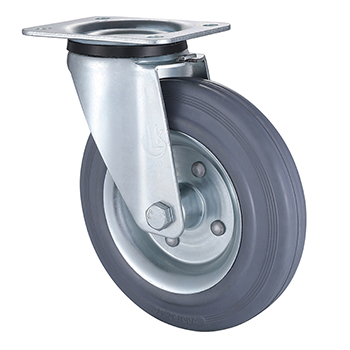 Swivel Castor 80mm Load 50kg Grey Solid Rubber wheels