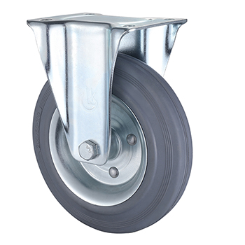 Fixed Castor 80mm Load 50kg Grey Solid Rubber wheels