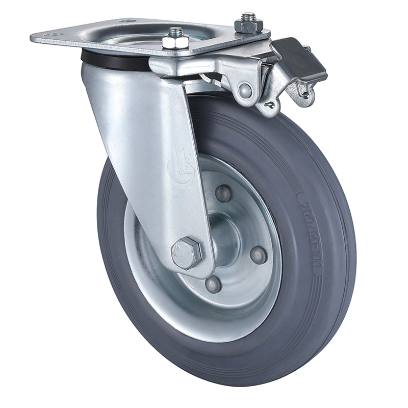 Swivel Castors with Directional Lock 160mm Load 135kg Grey Solid Rubber wheels