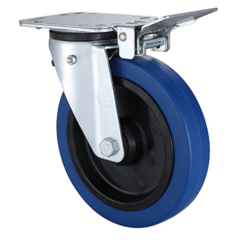 Swivel Castor with Central Lock 160mm Load 300kg LK-Elastic rubber wheels