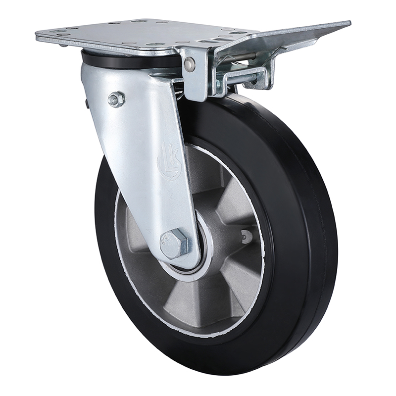 Swivel Castor with Central Lock 160mm Load 350kg Elastic rubber wheels