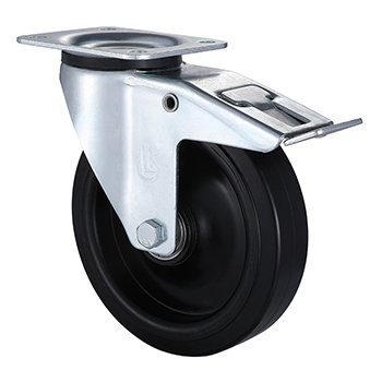 Swivel Castor with Total Lock 200mm Load 500kg Elastic rubber wheels