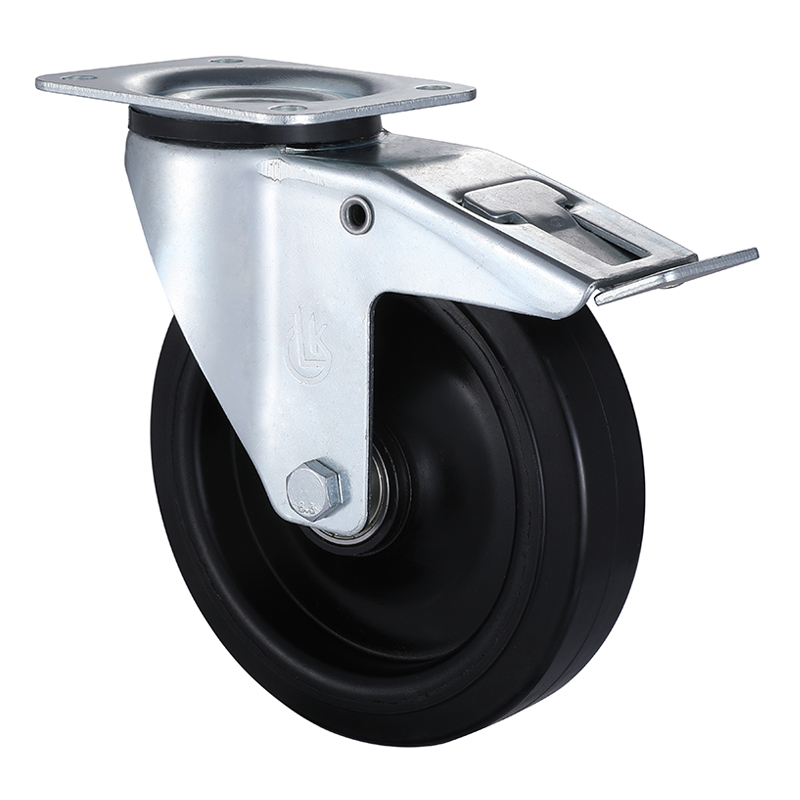 Swivel Castor with Total Lock 200mm Load 500kg Elastic rubber wheels