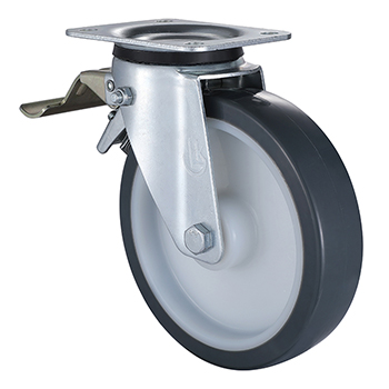 Swivel Castor with Tail Lock 150mm Load 300kg Injection Polyurethane wheels