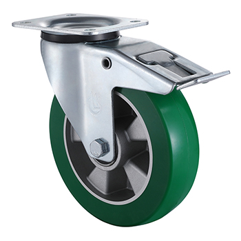 Swivel Castor with Total Lock 80mm Load 200kg Elastic Polyurethane wheels