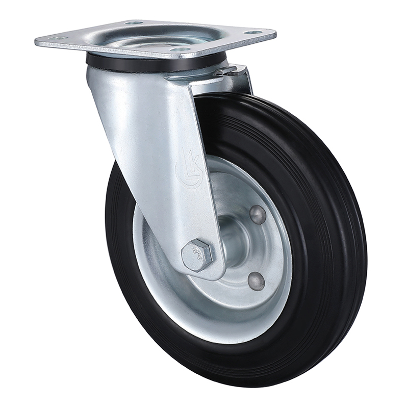 Swivel Castors 125mm Load 100kg Black Solid Rubber Wheels