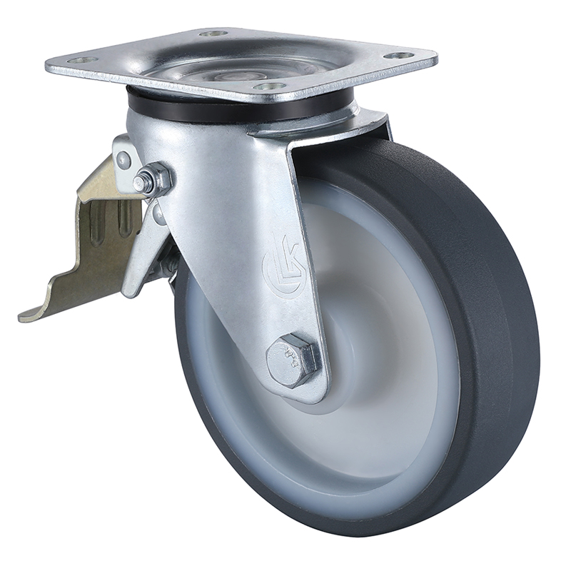 Swivel Castor with Tail Lock 160mm Load 500kg Injection Polyurethane wheels