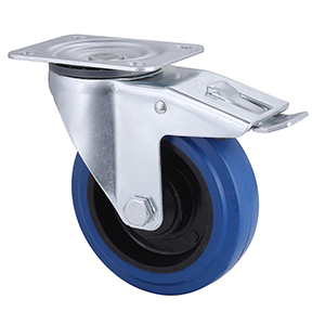 Hight Quality Elastic Rubber Total Brake Castors 80mm Load 140kg