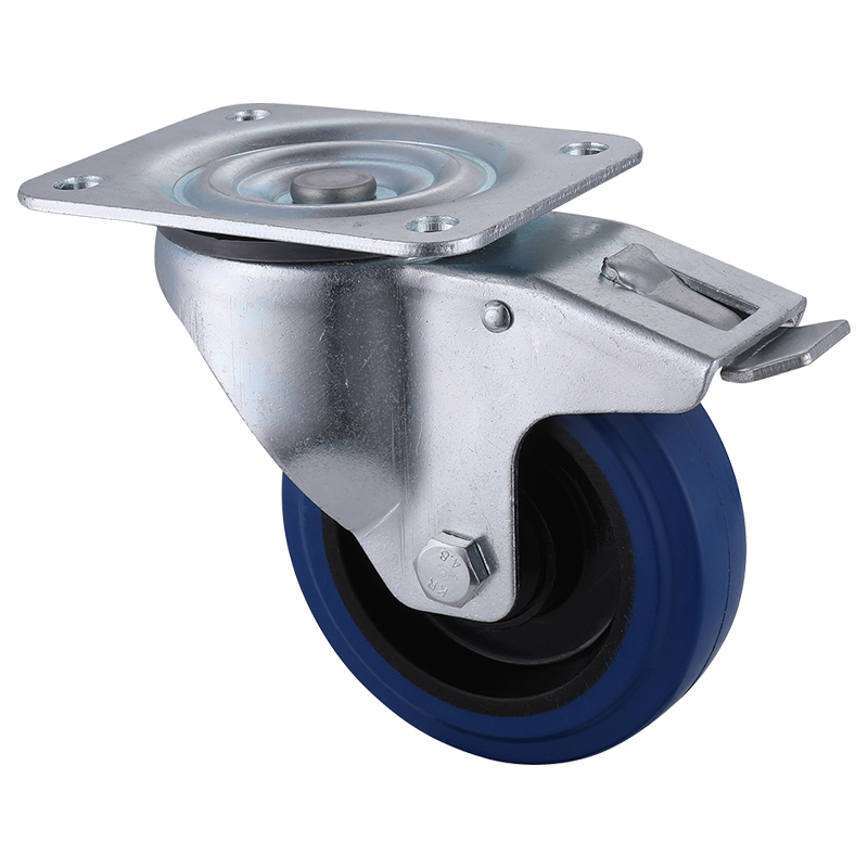 Industry Leading Elastic Rubber Total Brake Castors 125mm Load 250kg