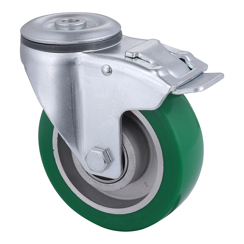 Popular Polyurethane Bolt Hole with Total Brake Castors 100mm Load 250kg