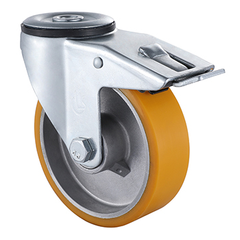 Best Supplier Polyurethane Bolt Hole with Total Brake Castors 100mm Load 180kg