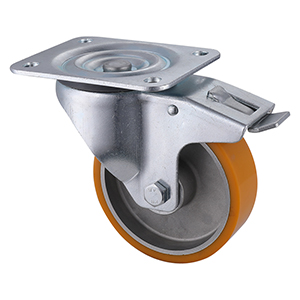 Wholesale Polyurethane Total Brake Castors 100mm Load 300kg