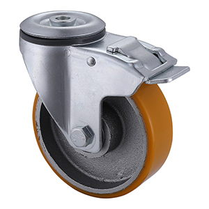 Wholesale Polyurethane Bolt Hole with Total Brake Castors 100mm Load 350kg