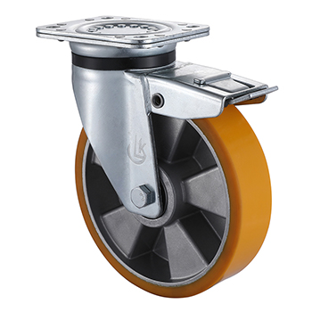 L&K Hight Quality Heavy Duty Polyurethane Swivel Castors with Total Brake 200mm Load 800kg